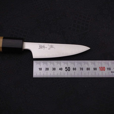 Petty Silver Steel #3 Polished Buffalo Magnolia Handle 80mm (3.1”)-[Musashi]-[Japanese-Kitchen-Knives]