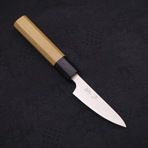 Petty Silver Steel #3 Polished Buffalo Magnolia Handle 80mm (3.1”)-[Musashi]-[Japanese-Kitchen-Knives]