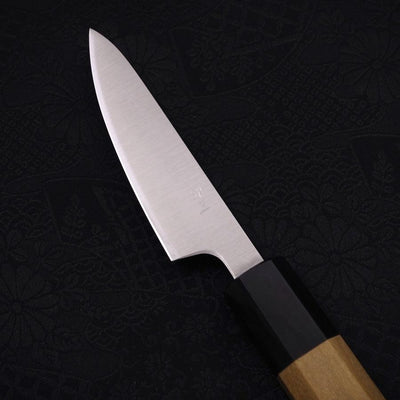Petty Silver Steel #3 Polished Buffalo Magnolia Handle 80mm-Silver steel #3-Nashiji-Japanese Handle-[Musashi]-[Japanese-Kitchen-Knives]