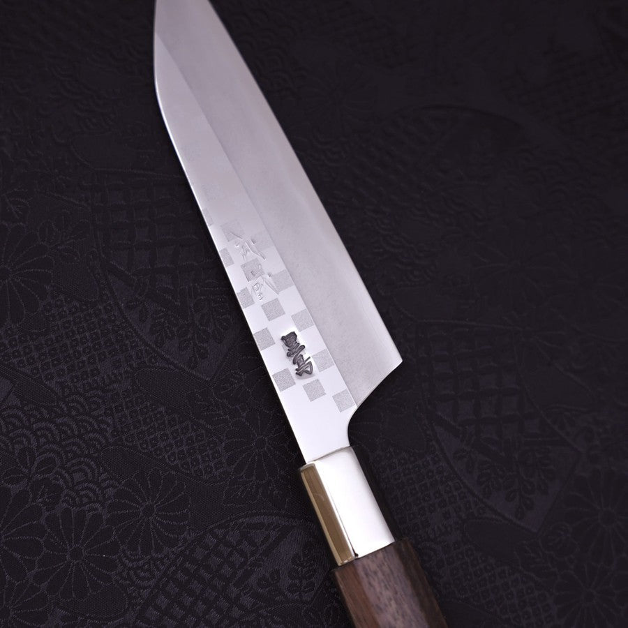 Petty Silver Steel #3 Walnut Ichimatsu Handle 135mm (5.3”)-[Musashi]-[Japanese-Kitchen-Knives]