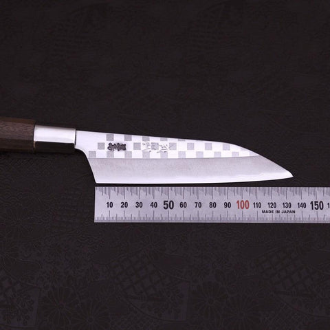 Petty Silver Steel #3 Walnut Ichimatsu Handle 135mm (5.3”)-[Musashi]-[Japanese-Kitchen-Knives]