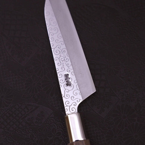 Petty Silver Steel #3 Walnut Karakusa Handle 135mm (5.3”)-[Musashi]-[Japanese-Kitchen-Knives]
