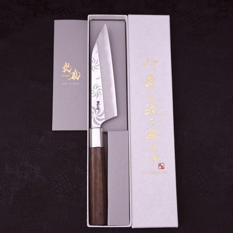 Petty Silver Steel #3 Walnut Kemanmon Handle 135mm (5.3”)-[Musashi]-[Japanese-Kitchen-Knives]