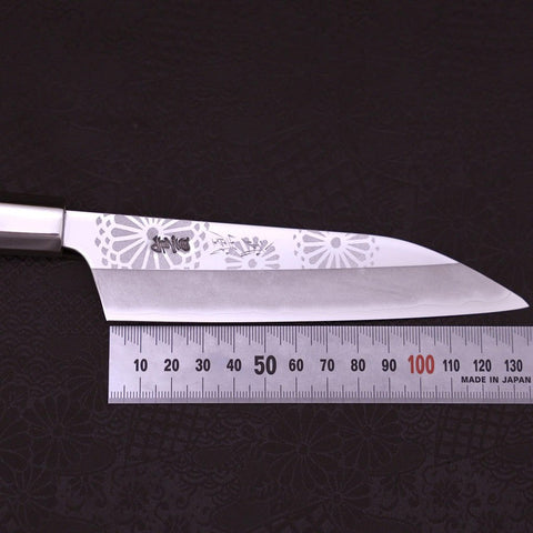 Petty Silver Steel #3 Walnut Kiku Handle 135mm (5.3”)-[Musashi]-[Japanese-Kitchen-Knives]
