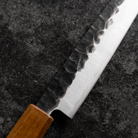 Petty Stainless Clad AUS-8 Kurouchi Tsuchime Yaki Urushi Handle 155mm-[Musashi]-[Japanese-Kitchen-Knives]