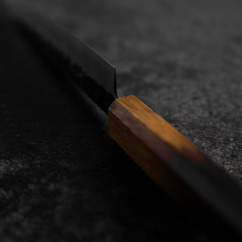 Petty Stainless Clad AUS-8 Kurouchi Tsuchime Yaki Urushi Handle 155mm-[Musashi]-[Japanese-Kitchen-Knives]