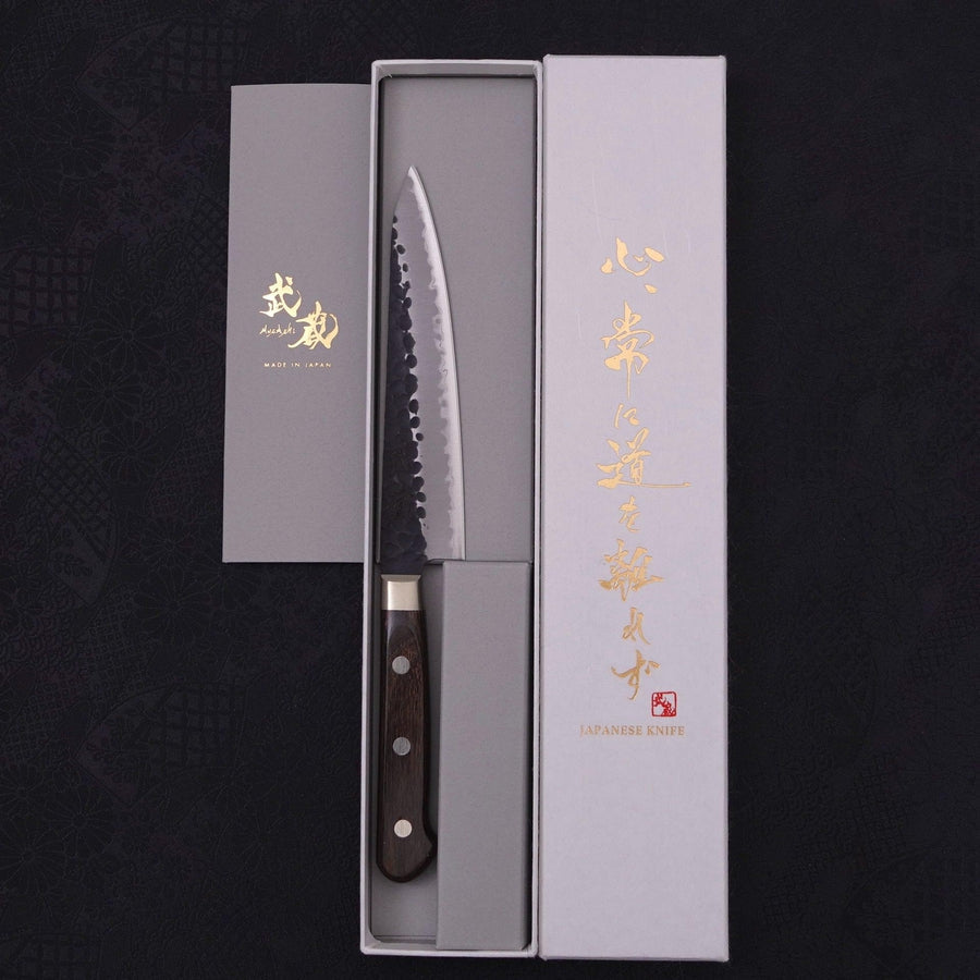 Petty Stainless Clad Aogami-Super Kurouchi Tsuchime Western Handle 135mm-Aogami Super-Kurouchi-Western Handle-[Musashi]-[Japanese-Kitchen-Knives]