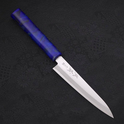 Petty Stainless Clad Aogami-Super Polished Ocean Blue Handle 145mm-Aogami Super-Polished-Japanese Handle-[Musashi]-[Japanese-Kitchen-Knives]