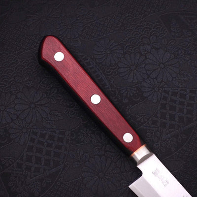 Petty Stainless Clad Aogami-Super Polished Red Western Handle 145mm-Aogami Super-Polished-Western Handle-[Musashi]-[Japanese-Kitchen-Knives]
