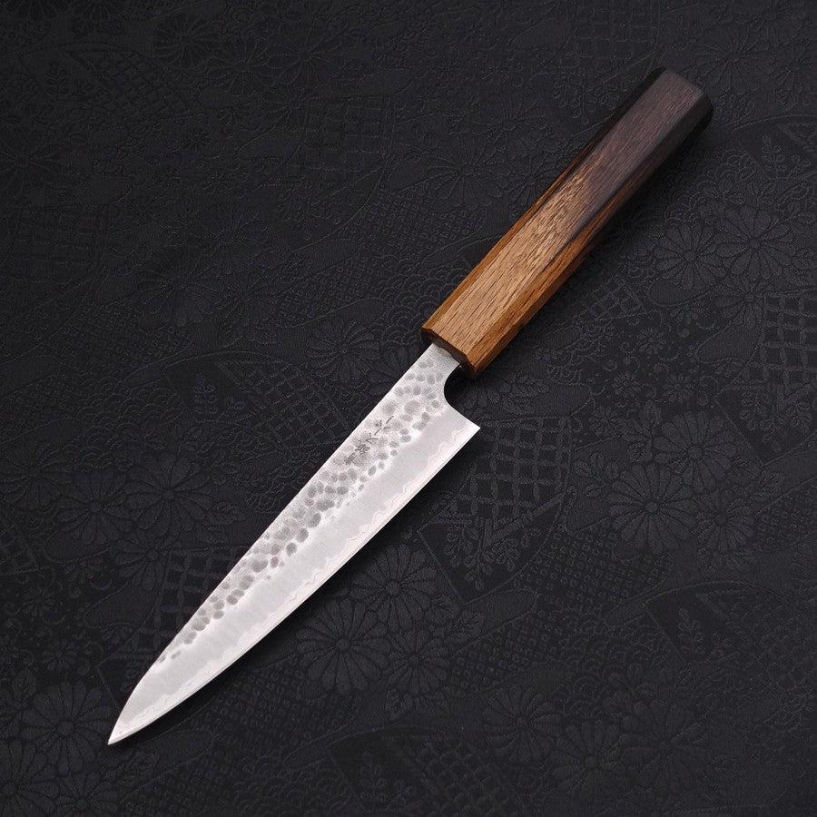 Petty Stainless Clad Aogami-Super Tsuchime Yaki Urushi Handle 135mm-Aogami Super-Tsuchime-Japanese Handle-[Musashi]-[Japanese-Kitchen-Knives]