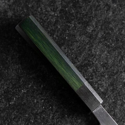 Petty Stainless Clad Blue Steel #2 Kurouchi Green Urushi Handle 150mm (5.9”)-[Musashi]-[Japanese-Kitchen-Knives]