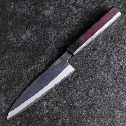 Petty Stainless Clad Blue Steel #2 Kurouchi Purple Urushi Handle 150mm-[Musashi]-[Japanese-Kitchen-Knives]
