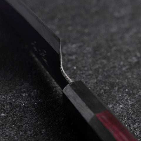 Petty Stainless Clad Blue Steel #2 Kurouchi Purple Urushi Handle 150mm-[Musashi]-[Japanese-Kitchen-Knives]