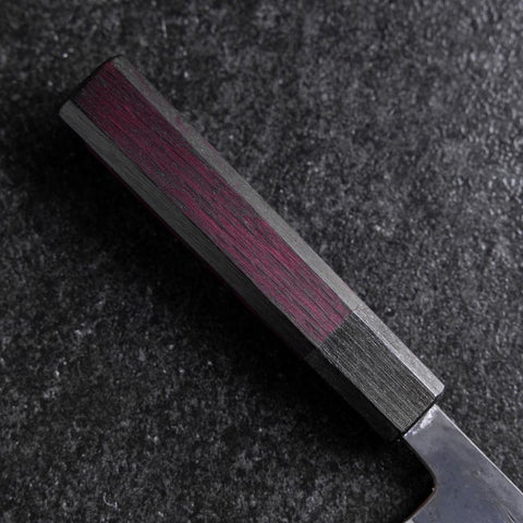 Petty Stainless Clad Blue Steel #2 Kurouchi Purple Urushi Handle 150mm-[Musashi]-[Japanese-Kitchen-Knives]