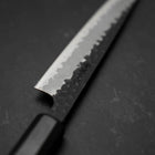 Petty Stainless Clad Blue Super Kurouchi Tsuchime Buffalo Ebony Handle 135mm (5.3”)-[Musashi]-[Japanese-Kitchen-Knives]
