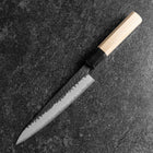 Petty Stainless Clad Blue Super Kurouchi Tsuchime Buffalo Magnolia Handle 150mm-[Musashi]-[Japanese-Kitchen-Knives]