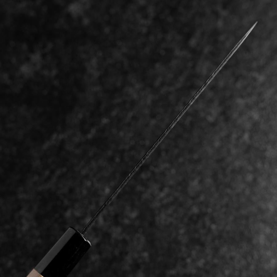 Petty Stainless Clad Blue Super Kurouchi Tsuchime Buffalo Magnolia Handle 150mm-[Musashi]-[Japanese-Kitchen-Knives]