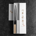 Petty Stainless Clad Blue Super Kurouchi Tsuchime Buffalo Magnolia Handle 150mm-[Musashi]-[Japanese-Kitchen-Knives]
