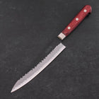 Petty Stainless Clad Blue Super Kurouchi Tsuchime Red Western Handle 150mm (5.9”)-[Musashi]-[Japanese-Kitchen-Knives]