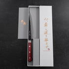 Petty Stainless Clad Blue Super Kurouchi Tsuchime Red Western Handle 150mm (5.9”)-[Musashi]-[Japanese-Kitchen-Knives]
