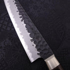 Petty Stainless Clad Blue Super Kurouchi Tsuchime Western Handle 150mm (5.9”)-[Musashi]-[Japanese-Kitchen-Knives]