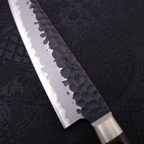 Petty Stainless Clad Blue Super Kurouchi Tsuchime Western Handle 150mm (5.9”)-[Musashi]-[Japanese-Kitchen-Knives]