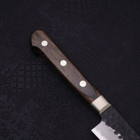 Petty Stainless Clad Blue Super Kurouchi Tsuchime Western Handle 150mm (5.9”)-[Musashi]-[Japanese-Kitchen-Knives]