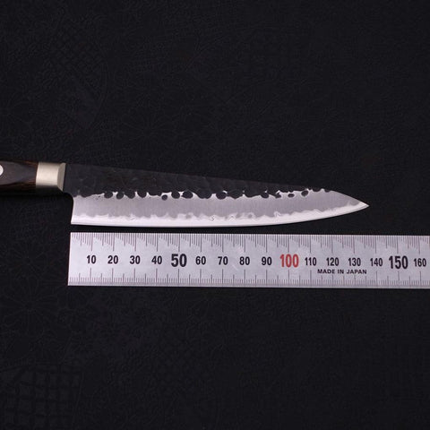 Petty Stainless Clad Blue Super Kurouchi Tsuchime Western Handle 150mm (5.9”)-[Musashi]-[Japanese-Kitchen-Knives]