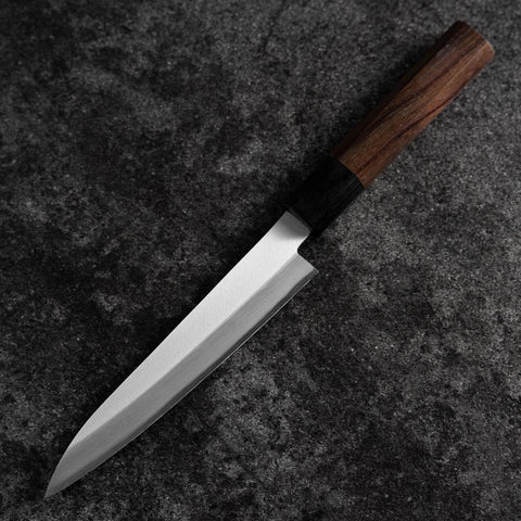 Petty Stainless Clad Blue Super Polished Shitan Handle 150mm (5.9”)-[Musashi]-[Japanese-Kitchen-Knives]