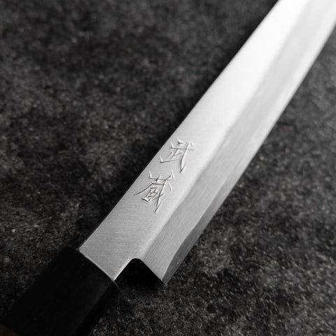 Petty Stainless Clad Blue Super Polished Shitan Handle 150mm-[Musashi]-[Japanese-Kitchen-Knives]