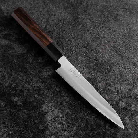 Petty Stainless Clad Blue Super Polished Shitan Handle 150mm-[Musashi]-[Japanese-Kitchen-Knives]