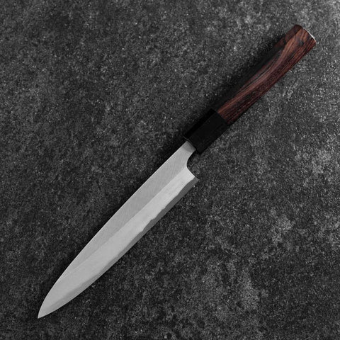 Petty Stainless Clad White Steel #2 Polished Buffalo Ebony Handle 170mm (6.7”)-[Musashi]-[Japanese-Kitchen-Knives]