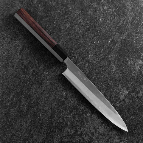 Petty Stainless Clad White Steel #2 Polished Buffalo Ebony Handle 170mm (6.7”)-[Musashi]-[Japanese-Kitchen-Knives]