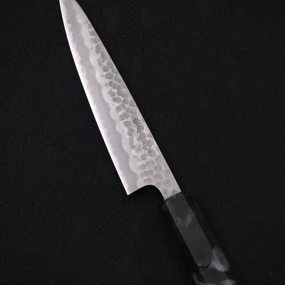 Petty Stainless Clad White steel #2 Tsuchime Ocean Black Handle 135mm-White steel #2-Tsuchime-Japanese Handle-[Musashi]-[Japanese-Kitchen-Knives]