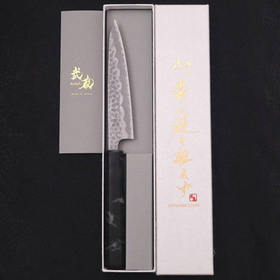 Petty Stainless Clad White steel #2 Tsuchime Ocean Black Handle 135mm-White steel #2-Tsuchime-Japanese Handle-[Musashi]-[Japanese-Kitchen-Knives]