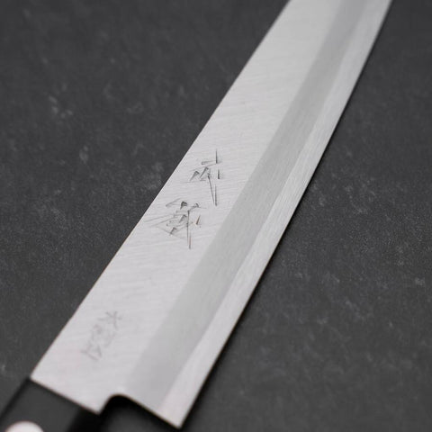 Petty VG-1 Polished Western Black Handle 145mm (Tsuba-nashi) (5.7”)-[Musashi]-[Japanese-Kitchen-Knives]