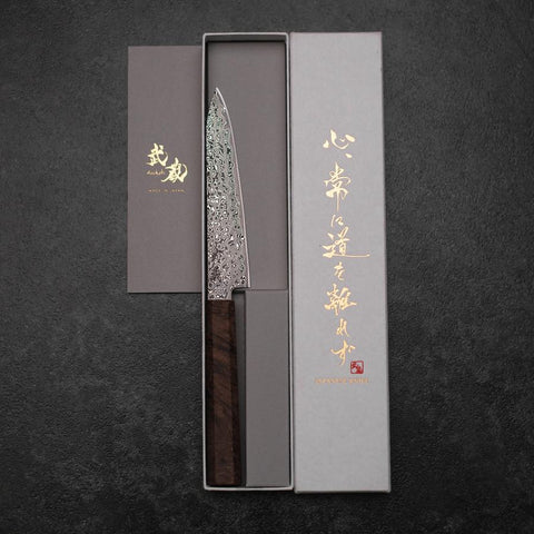 Petty VG-10 Damascus Brown Birch Handle 135mm-[Musashi]-[Japanese-Kitchen-Knives]