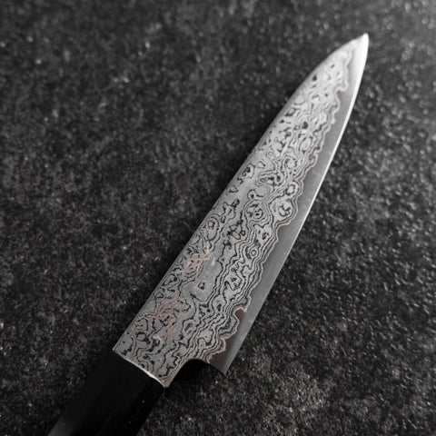 Petty VG-10 Damascus Buffalo Ebony Handle 100mm-[Musashi]-[Japanese-Kitchen-Knives]