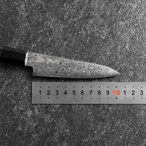 Petty VG-10 Damascus Buffalo Ebony Handle 105mm-[Musashi]-[Japanese-Kitchen-Knives]