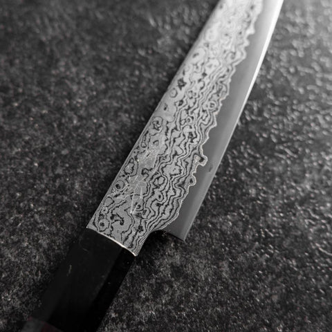 Petty VG-10 Damascus Buffalo Ebony Handle 120mm (4.7”)-[Musashi]-[Japanese-Kitchen-Knives]