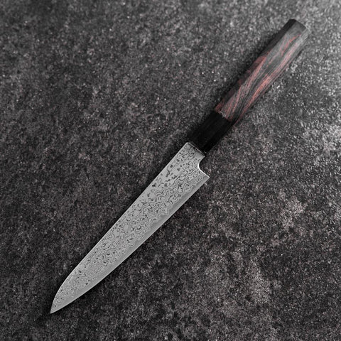 Petty VG-10 Damascus Buffalo Ebony Handle 150mm (5.9”)-[Musashi]-[Japanese-Kitchen-Knives]