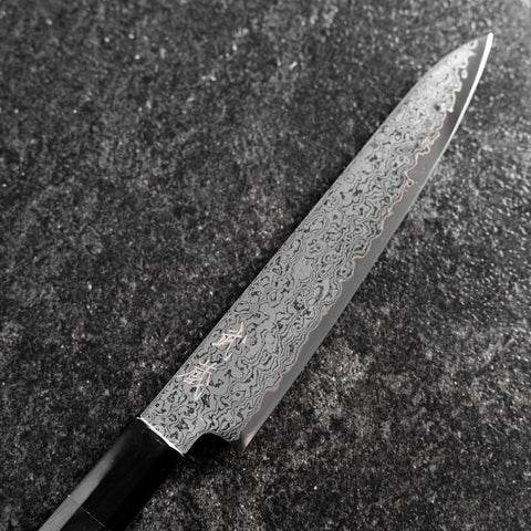 Petty VG-10 Damascus Buffalo Ebony Handle 150mm (5.9”)-[Musashi]-[Japanese-Kitchen-Knives]