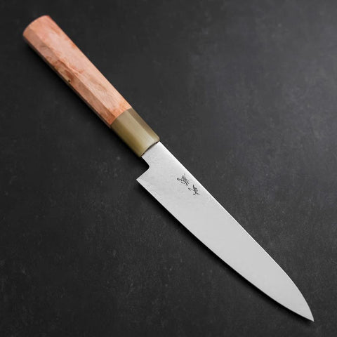 Petty VG-10 Damascus Buffalo Light Pink Maple Handle 150mm (5.9”)-[Musashi]-[Japanese-Kitchen-Knives]