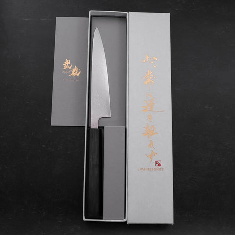 Petty VG-10 Damascus Dark Blue Urushi Handle 140mm (5.5”)-[Musashi]-[Japanese-Kitchen-Knives]