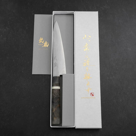 Petty VG-10 Damascus Marbled Maple Handle 150mm (5.9”)-[Musashi]-[Japanese-Kitchen-Knives]