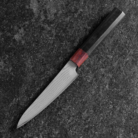 Petty VG-10 Damascus Shitan Ebony Handle 130mm (5.1”)-[Musashi]-[Japanese-Kitchen-Knives]
