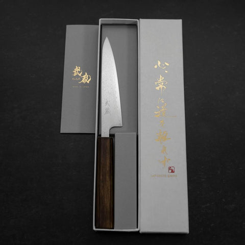 Petty VG-10 Damascus Sumi Urushi Handle 140mm (5.5”)-[Musashi]-[Japanese-Kitchen-Knives]