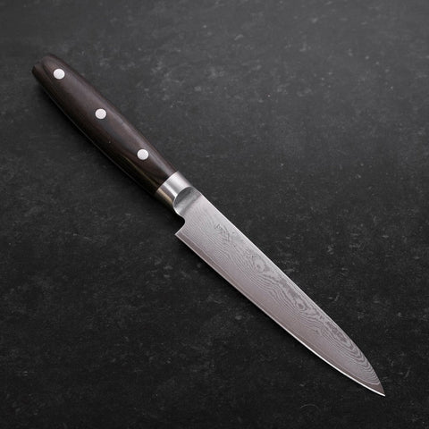 Petty VG-10 Damascus Western Black Round Handle 135mm (5.3”)-[Musashi]-[Japanese-Kitchen-Knives]