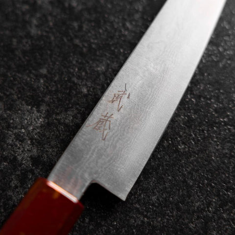 Petty VG-10 Damascus Yamanaka Red Urushi Handle 135mm (5.3”)-[Musashi]-[Japanese-Kitchen-Knives]