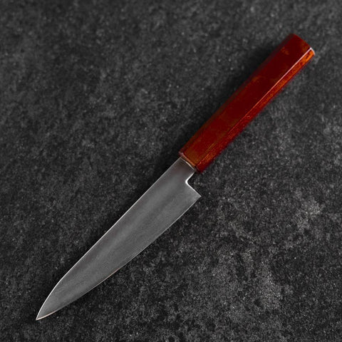 Petty VG-10 Damascus Yamanaka Red Urushi Handle 135mm-[Musashi]-[Japanese-Kitchen-Knives]